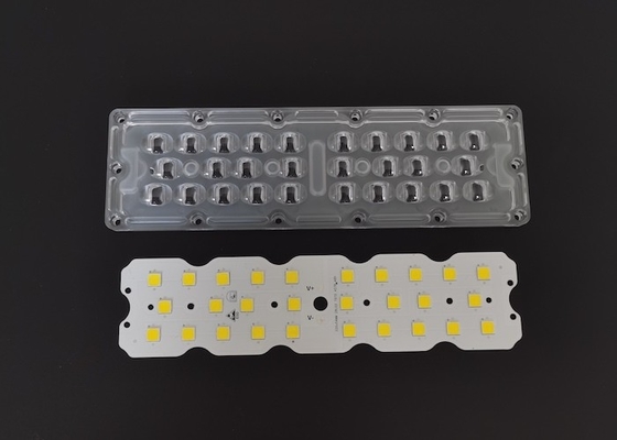 7070 SMD 28 LED Street Light Module 158X103 DEGREE Lăng kính ánh sáng ngoài trời với Heatsink