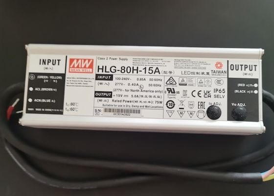 MEAN WELL HLG-80H-15A 75W 15V 5A IP65 Trình điều khiển LED Điện áp không đổi và Nguồn điện LED hiện tại không đổi