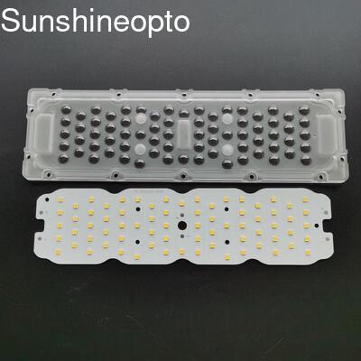 Bảng mạch PCB LED 50W 72 IN 1 3030 SMD số lượng lớn với ống kính 250x74x6,15mm cho nhà máy chiếu sáng