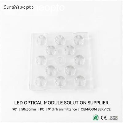 Ống kính LED bay cao 90 độ cho đèn LED SMD 3030/5050 Ống kính PC quang học với độ truyền qua 91%