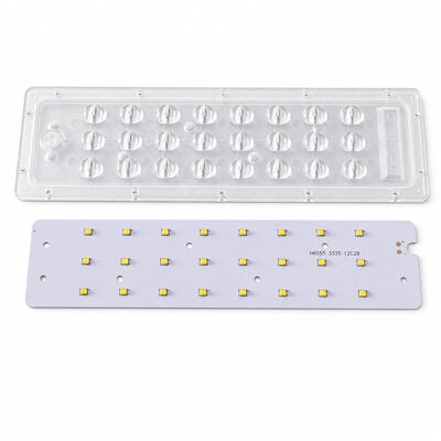 Mô-đun đèn đường LED 24W Vỏ ống kính PC quang không đối xứng 45 × 143 độ với bảng mạch PCB LED SMD 3535