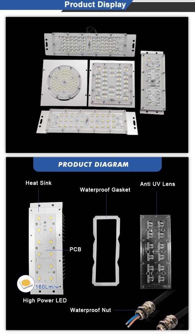 Close-up detail view of 50×50mm LED street light module components